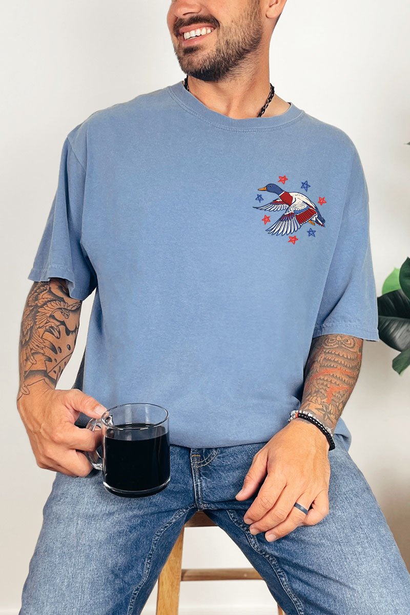 Red, White & Quack Front & Back Comfort Colors Adult Ring - Spun Cotton Tee - Wholesale Accessory Market