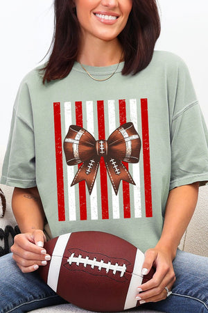 Red & White Varsity Bow Comfort Colors Adult Ring-Spun Cotton Tee - Wholesale Accessory Market