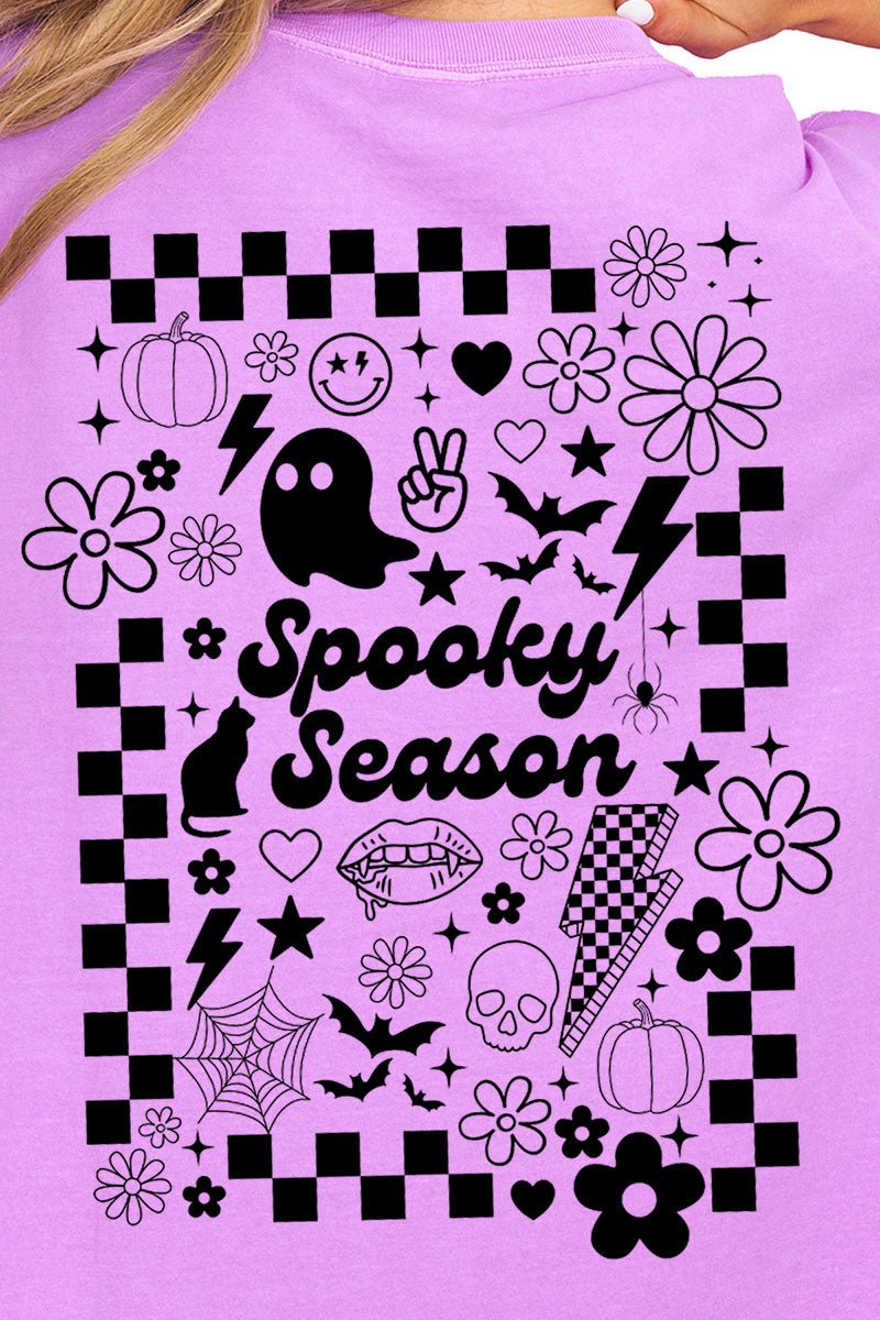 Retro Spooky Season Front & Back Comfort Colors Adult Ring - Spun Cotton Tee - Wholesale Accessory Market