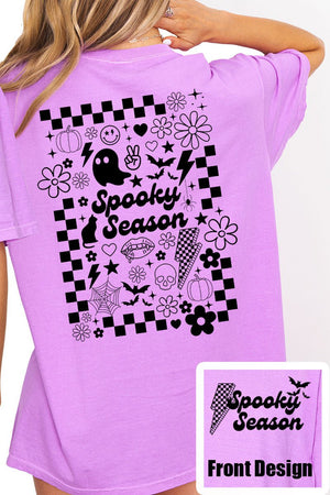 Retro Spooky Season Front & Back Comfort Colors Adult Ring - Spun Cotton Tee - Wholesale Accessory Market