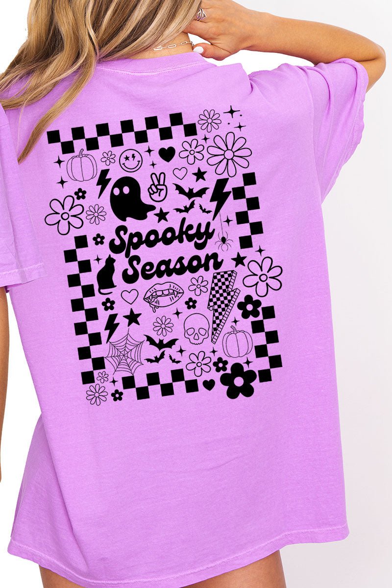 Retro Spooky Season Front & Back Comfort Colors Adult Ring - Spun Cotton Tee - Wholesale Accessory Market
