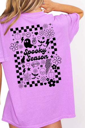 Retro Spooky Season Front & Back Comfort Colors Adult Ring - Spun Cotton Tee - Wholesale Accessory Market