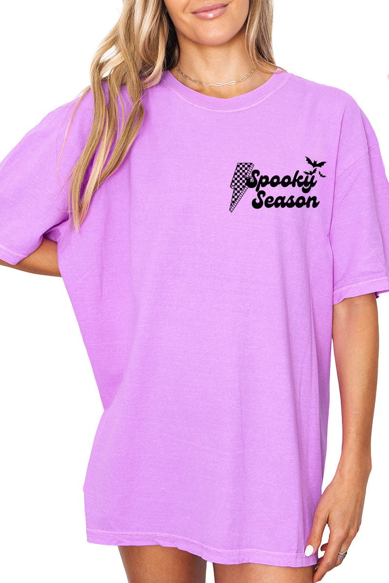Retro Spooky Season Front & Back Comfort Colors Adult Ring - Spun Cotton Tee - Wholesale Accessory Market