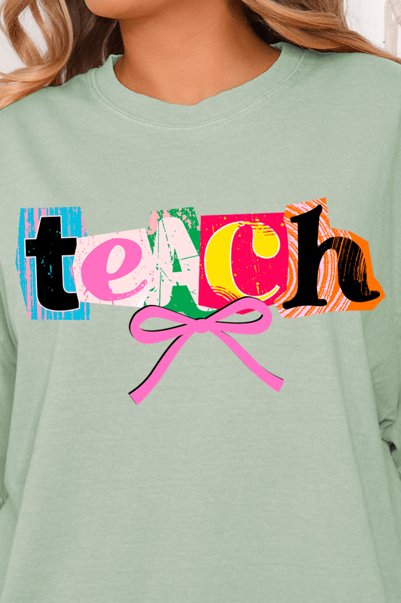 Retro Teach Ribbon Comfort Colors Adult Ring - Spun Cotton Tee - Wholesale Accessory Market