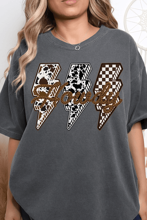 Roping Howdy Lightning Bolt Comfort Colors Adult Ring - Spun Cotton Tee - Wholesale Accessory Market