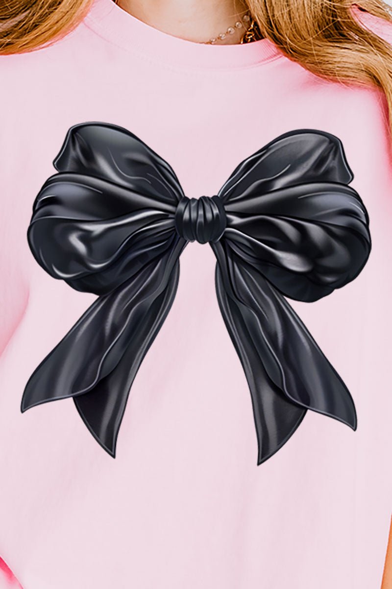 Satin Black Bow Comfort Colors Adult Ring - Spun Cotton Tee - Wholesale Accessory Market