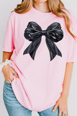 Satin Black Bow Comfort Colors Adult Ring - Spun Cotton Tee - Wholesale Accessory Market