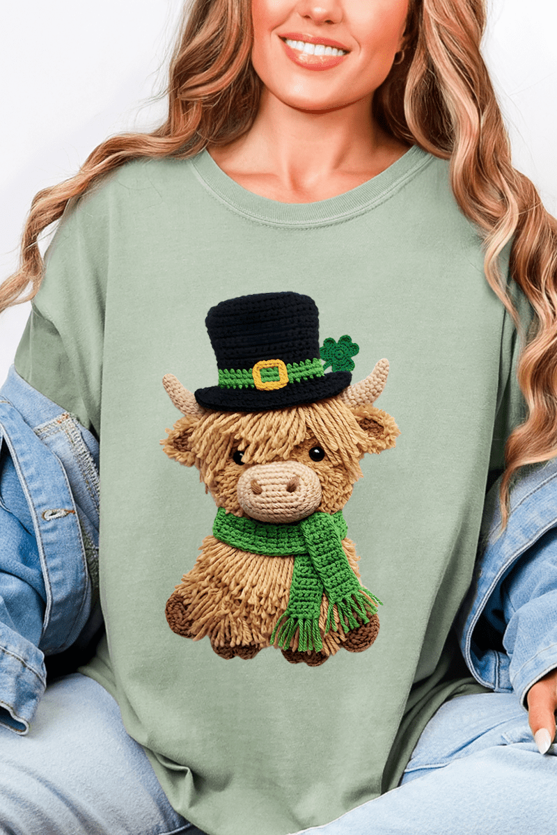 Shamrock & Moo Faux Yarn Comfort Colors Adult Ring - Spun Cotton Tee - Wholesale Accessory Market