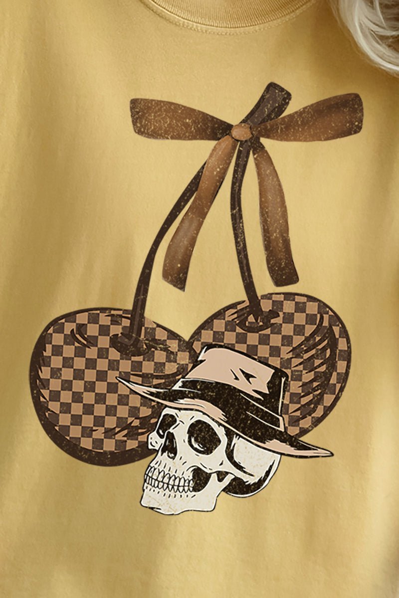 Skull Checkered Cherries Comfort Colors Adult Ring - Spun Cotton Tee - Wholesale Accessory Market