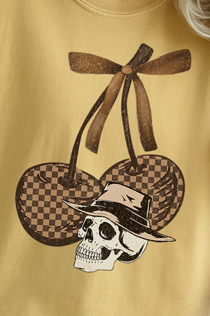 Skull Checkered Cherries Comfort Colors Adult Ring - Spun Cotton Tee - Wholesale Accessory Market