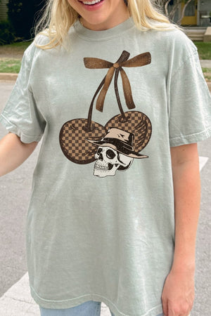 Skull Checkered Cherries Comfort Colors Adult Ring - Spun Cotton Tee - Wholesale Accessory Market