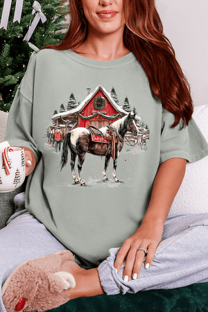 Snowy Stable Christmas Comfort Colors Adult Ring - Spun Cotton Tee - Wholesale Accessory Market