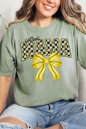 Softball Checkered Mama Comfort Colors Adult Ring - Spun Cotton Tee - Wholesale Accessory Market