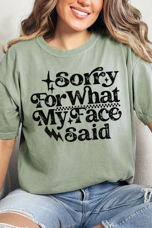 Sorry For What My Face Said Comfort Colors Adult Ring - Spun Cotton Tee - Wholesale Accessory Market