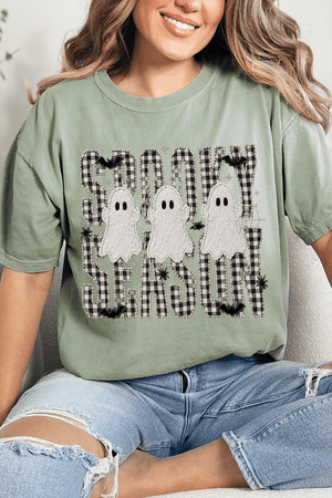 Spooky Season Gingham & Ghosts Comfort Colors Adult Ring-Spun Cotton Tee - Wholesale Accessory Market