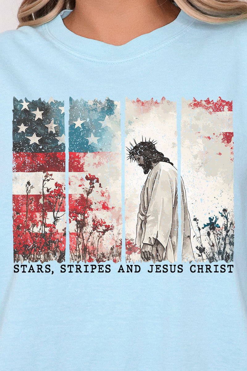 Stars, Stripes, & Jesus Christ Comfort Colors Adult Ring - Spun Cotton Tee - Wholesale Accessory Market