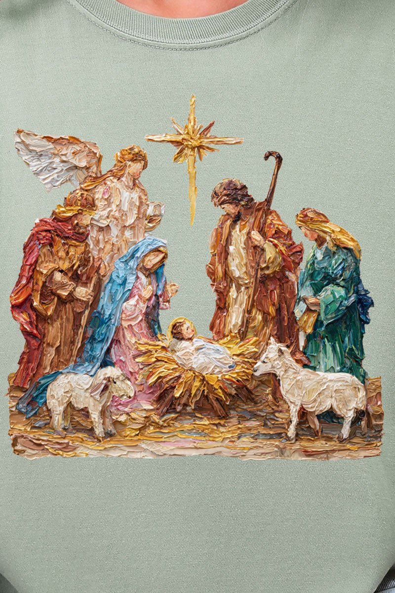 The Painted Nativity Scene Comfort Colors Adult Ring - Spun Cotton Tee - Wholesale Accessory Market