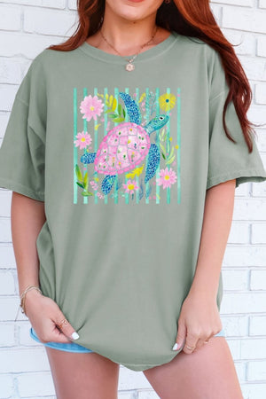 Turtle Coastal Garden Comfort Colors Adult Ring - Spun Cotton Tee - Wholesale Accessory Market