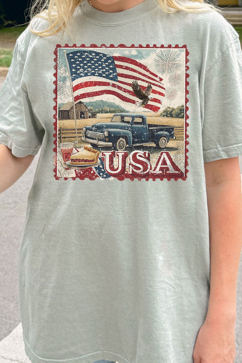 Vintage USA Stamp Comfort Colors Adult Ring - Spun Cotton Tee - Wholesale Accessory Market