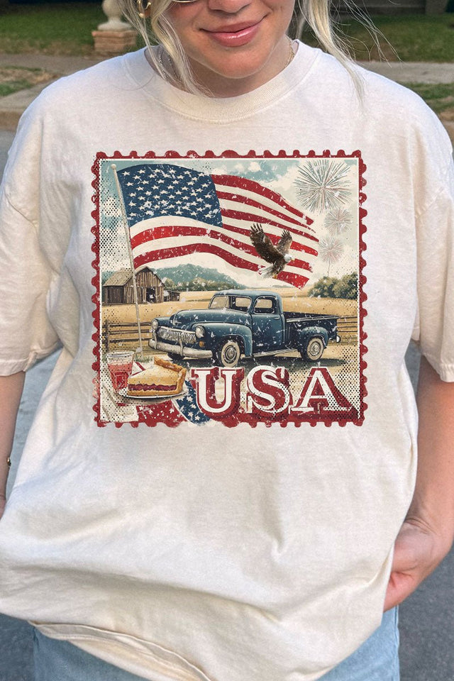 Vintage USA Stamp Comfort Colors Adult Ring - Spun Cotton Tee - Wholesale Accessory Market