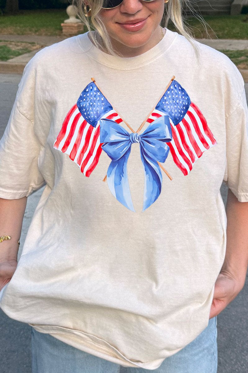 Watercolor Stars And Stripes Comfort Colors Adult Ring - Spun Cotton Tee - Wholesale Accessory Market