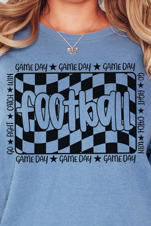 Wavy Checkered Football Comfort Colors Adult Ring - Spun Cotton Tee - Wholesale Accessory Market