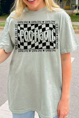 Wavy Checkered Football Comfort Colors Adult Ring - Spun Cotton Tee - Wholesale Accessory Market