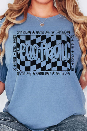 Wavy Checkered Football Comfort Colors Adult Ring - Spun Cotton Tee - Wholesale Accessory Market