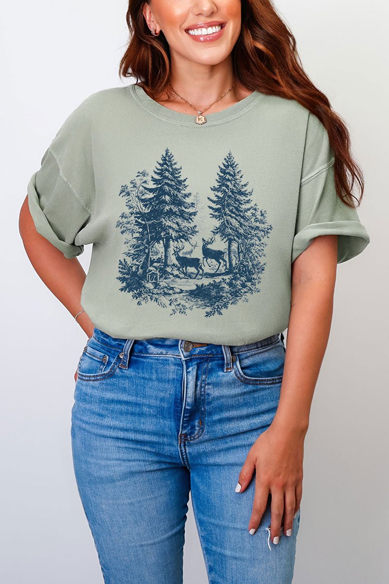 Woodland Buck Comfort Colors Adult Ring - Spun Cotton Tee - Wholesale Accessory Market