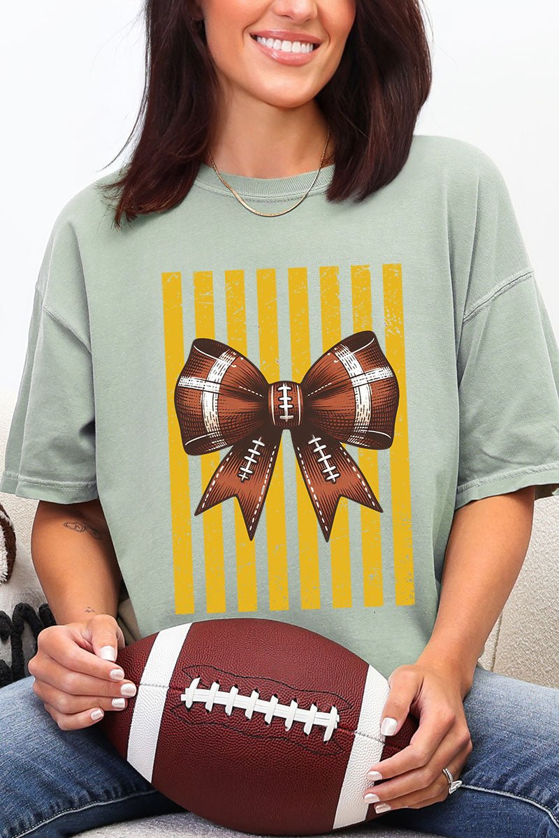 Yellow Gold Varsity Bow Comfort Colors Adult Ring-Spun Cotton Tee - Wholesale Accessory Market