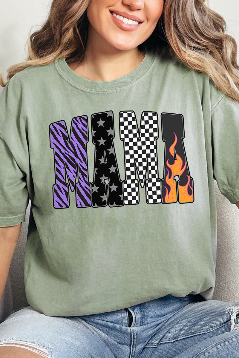 Zebra Checkered Mama Comfort Colors Adult Ring - Spun Cotton Tee - Wholesale Accessory Market