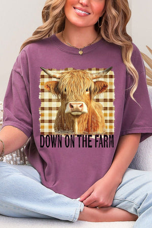Down On The Farm Highland Cow Comfort Colors Adult Ring - Spun Cotton Tee - Wholesale Accessory Market