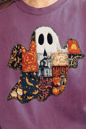 Faux Patchwork Ghost Comfort Colors Adult Ring - Spun Cotton Tee - Wholesale Accessory Market