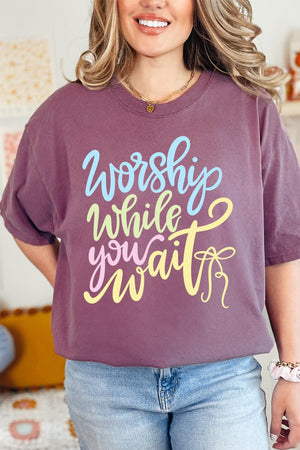 Worship While You Wait Comfort Colors Adult Ring - Spun Cotton Tee - Wholesale Accessory Market