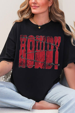 Barbed Wire Howdy Comfort Colors Adult Ring - Spun Cotton Tee - Wholesale Accessory Market