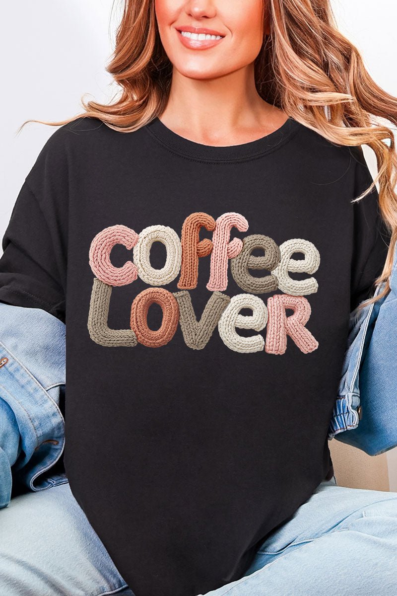 Faux Yarn Coffee Lover Comfort Colors Adult Ring - Spun Cotton Tee - Wholesale Accessory Market