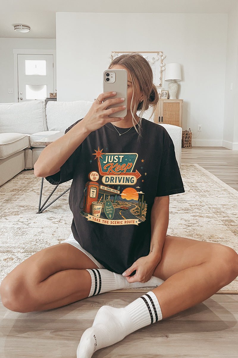 Just Keep Driving Comfort Colors Adult Ring-Spun Cotton Tee - Wholesale Accessory Market