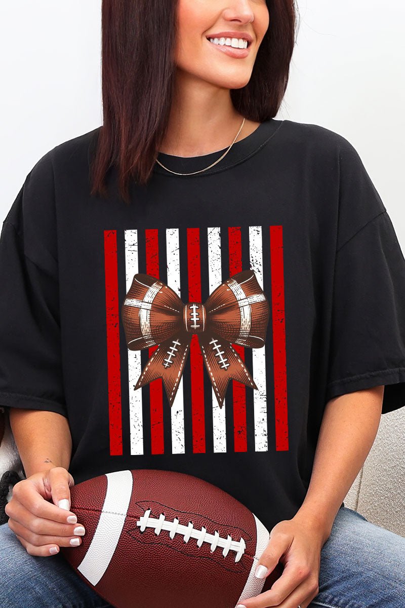 Red & White Varsity Bow Comfort Colors Adult Ring-Spun Cotton Tee - Wholesale Accessory Market