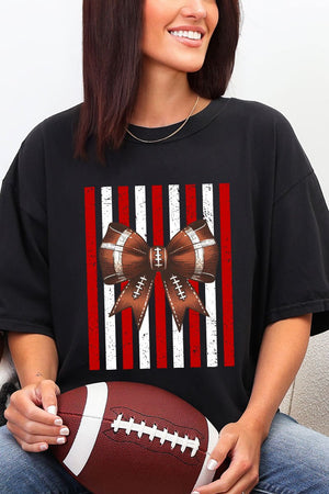 Red & White Varsity Bow Comfort Colors Adult Ring-Spun Cotton Tee - Wholesale Accessory Market