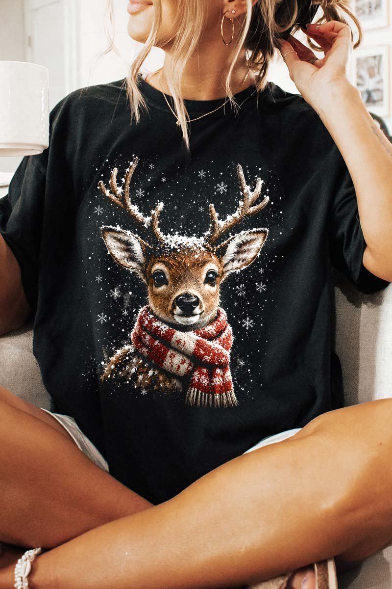 Snow Kissed Reindeer Comfort Colors Adult Ring-Spun Cotton Tee - Wholesale Accessory Market