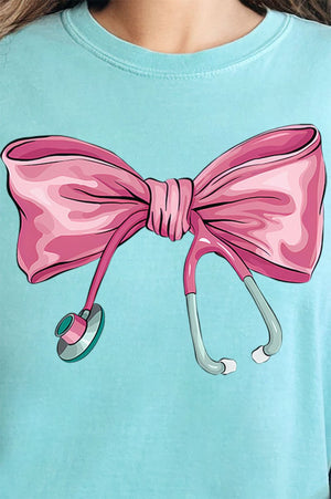 Stethoscope Bow Comfort Colors Adult Ring - Spun Cotton Tee - Wholesale Accessory Market