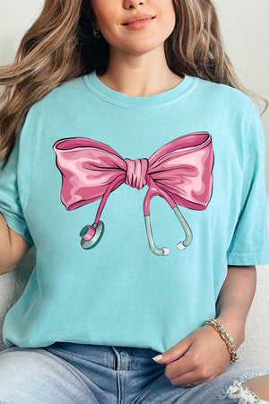 Stethoscope Bow Comfort Colors Adult Ring - Spun Cotton Tee - Wholesale Accessory Market