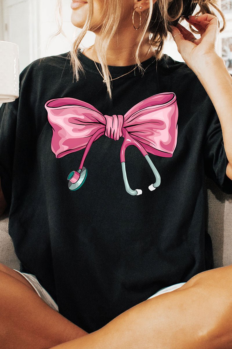 Stethoscope Bow Comfort Colors Adult Ring - Spun Cotton Tee - Wholesale Accessory Market