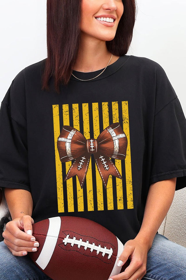 Yellow Gold Varsity Bow Comfort Colors Adult Ring-Spun Cotton Tee - Wholesale Accessory Market
