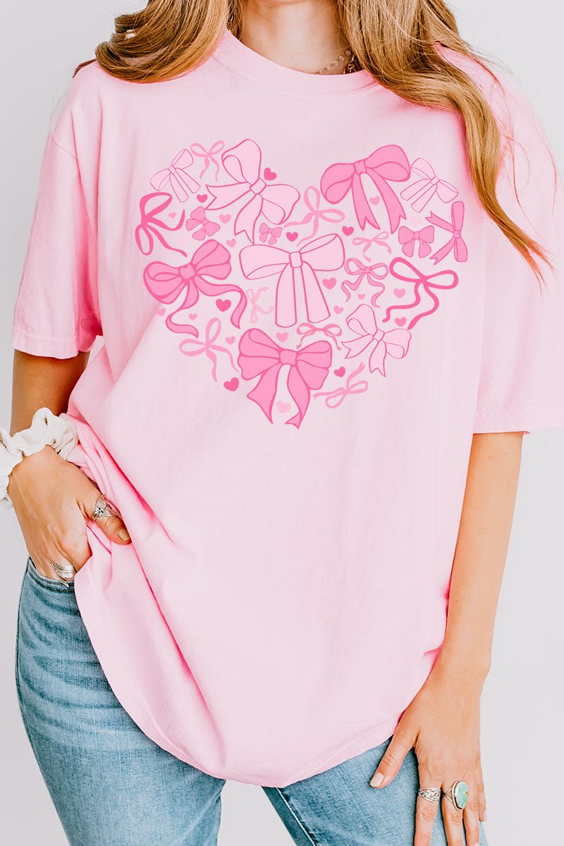 All The Bows Valentine Heart Comfort Colors Adult Ring - Spun Cotton Tee - Wholesale Accessory Market