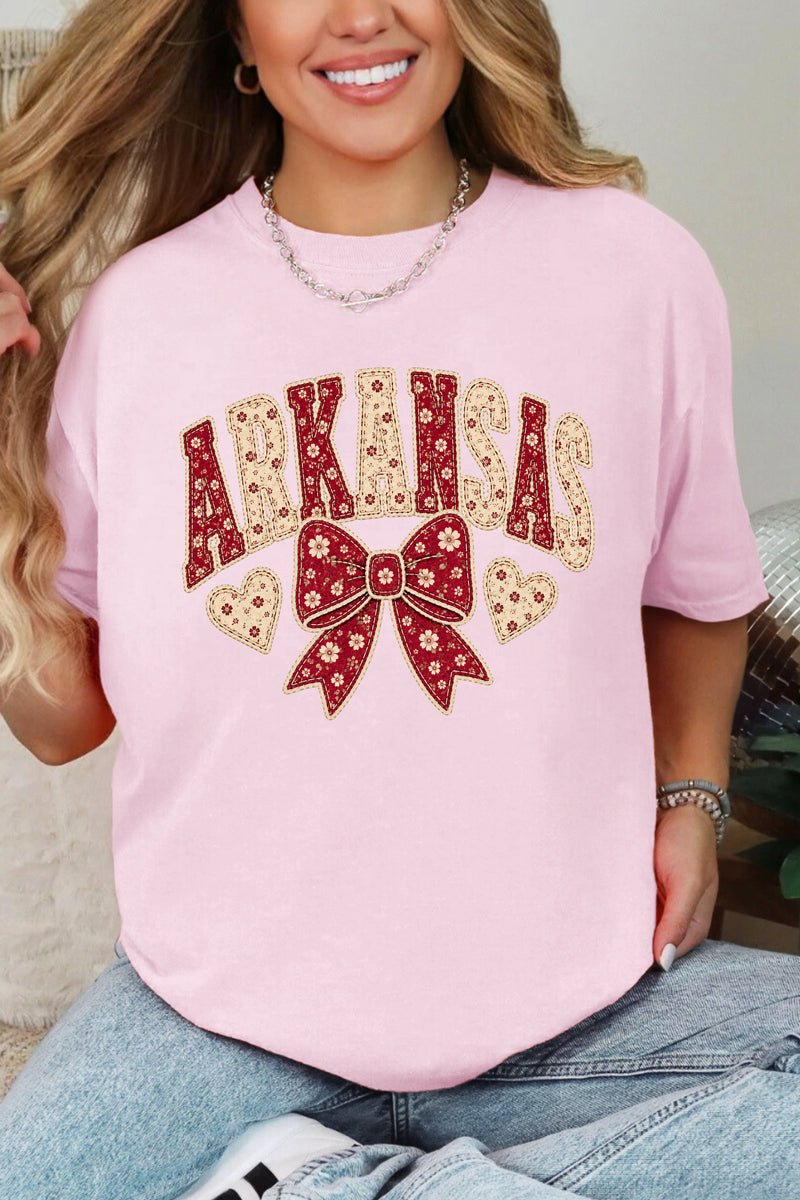 Arkansas Blooming Bow Comfort Colors Adult Ring-Spun Cotton Tee - Wholesale Accessory Market