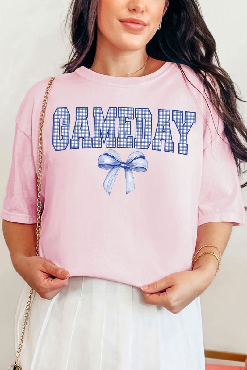 Blue Gingham Gameday Comfort Colors Adult Ring - Spun Cotton Tee - Wholesale Accessory Market