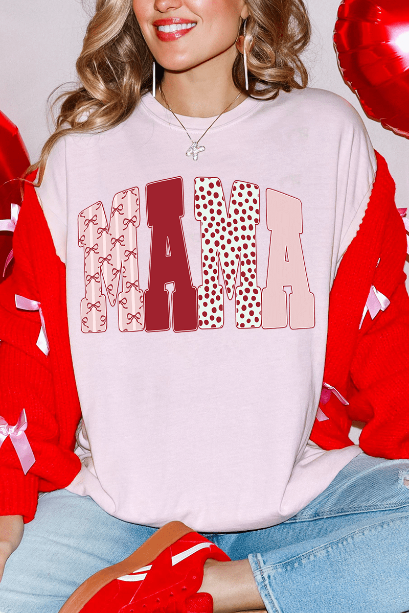 Blush And Bows Mama Comfort Colors Adult Ring - Spun Cotton Tee - Wholesale Accessory Market