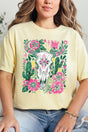 Boho Floral Steer Comfort Colors Adult Ring - Spun Cotton Tee - Wholesale Accessory Market