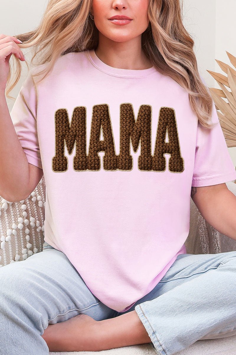 Brown Faux Threaded Mama Comfort Colors Adult Ring - Spun Cotton Tee - Wholesale Accessory Market